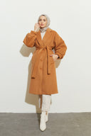 Nora Balloon Sleeve Wool Coat - Cinnamon