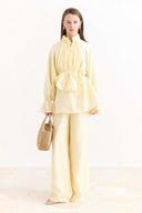 Pants Set with Ruffle Sleeve Details