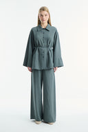 Cuffed Striped Trouser Set