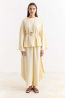 Linen Trousers Set with Waist Tie Detail