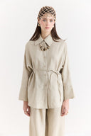 Organic Linen Shirt with Sleeve Cuff Detail