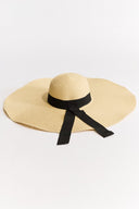 Ribbon Detailed Extra Wide Straw Hat