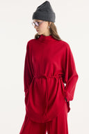 Stand-Up Collar Belted Set with Comfortable Trousers