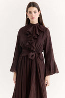 Front and Sleeve Ruffle Dress