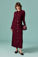 Nellie Gold Button-Detail Knit Dress
