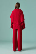 Knit Pants Set with Shawl Detail