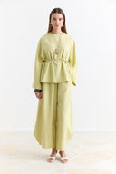 Linen Trousers Set with Waist Tie Detail