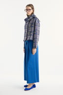 Ethnic Patterned Jacket with Collar Bow and Gold Buttons