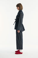 Denim Suit with Metal Button Detail