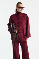 Suede Shirt with Front Button Placket
