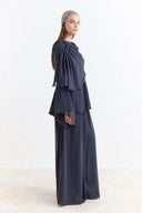 Shoulder Pleat Detail Yoryo Chiffon Pants Set