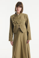 Asymmetric Button Detail Skirt Set