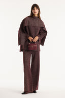 Shawl Collar Metallic Knit Set with Trousers