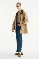 Parka with Contrast Collar and Tape Detail