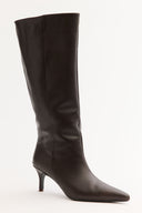 Pointed-Toe Stiletto Leather Boots
