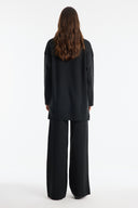 Buttoned High Neck Knitted Trousers Set