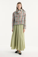 Ethnic Patterned Gold Button Jacket with Neck Bow