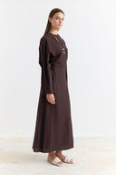 Linen Dress with Wide Sleeve Detail