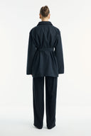 Parka with Contrast Collar and Tape Detail