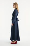 Denim Skirt Set with Front Detailing