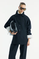 Button-Detailed Belted Jacket