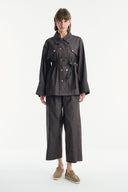 Denim Suit with Metal Button Detail