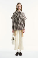 Detachable Shawl Collar Cotton Plaid Shirt