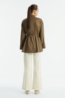 Suede Shirt with Front Button Placket