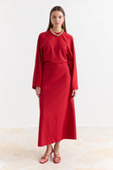 Wide Sleeve Detail Linen Dress