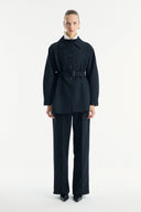 Button-Detailed Belted Jacket