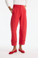 Carrot-Fit Button-Detail Trousers