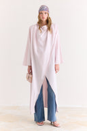 Draped Abaya Dress with Padded Shoulders and Wrap Closure