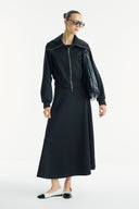 Wide-Collar Zip-Up Scuba Skirt Set