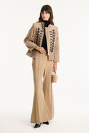 Suede-Look Jacket with Piping Detail
