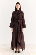 Front and Sleeve Ruffle Dress