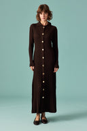 Nellie Gold Button-Detail Knit Dress