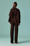Scarf-Detailed Knitted Trousers Set