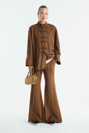 Suede Shirt with Front Button Placket