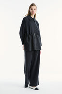 Wide-Collar Trimmed Wide-Leg Trouser Set