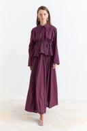 Cuffed Embroidered Detail Linen Skirt Set