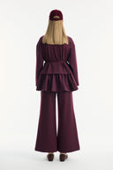 Ruffled Look Zippered Pants Set