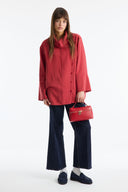 Striped Shirt with Collar and Button Detail - Red
