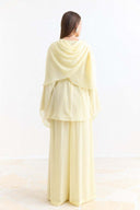 Shoulder Pleat Detail Yoryo Chiffon Pants Set