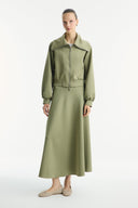 Wide Collar Zippered Scuba Skirt Set
