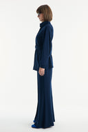 Belt-Detail Stand-Collar Set with Relaxed Trousers