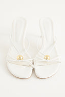Oval Stone Detailed Heeled Mules