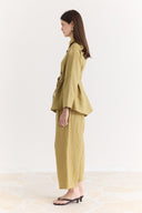 Organic Linen Shirt with Sleeve Cuff Detail