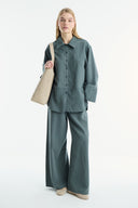 Cuffed Striped Trouser Set