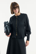Scuba Set with Zipper Detail and Flared Skirt