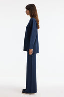 Buttoned High Neck Knitted Trousers Set